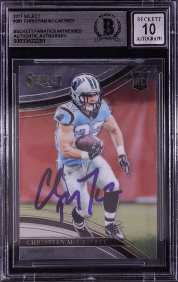 #281 Christian McCaffrey Signed 2017 Select #281 RC BGS Auto 10