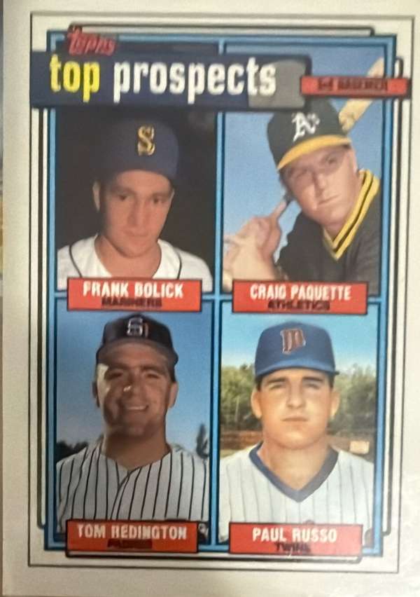 1992 Top Prospects 3rd Basemen (Frank Bolick / Craig Paquette / Tom Redington / Paul Russo)
