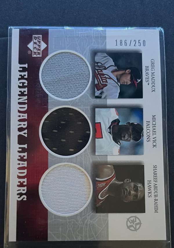 #GM/MV/SA-L Greg Maddux / Michael Vick / Shareef Abdur-Rahim MEM, SN250